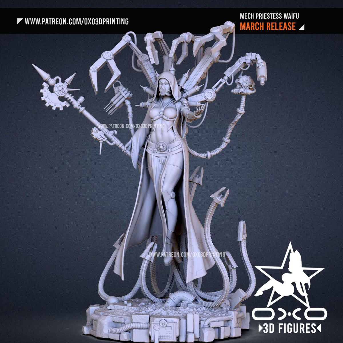 Mech Priestess NSFW 3D Printed Statue – Mature Cybernetic Waifu Resin Collectible, Made to Order for Adult Collectors