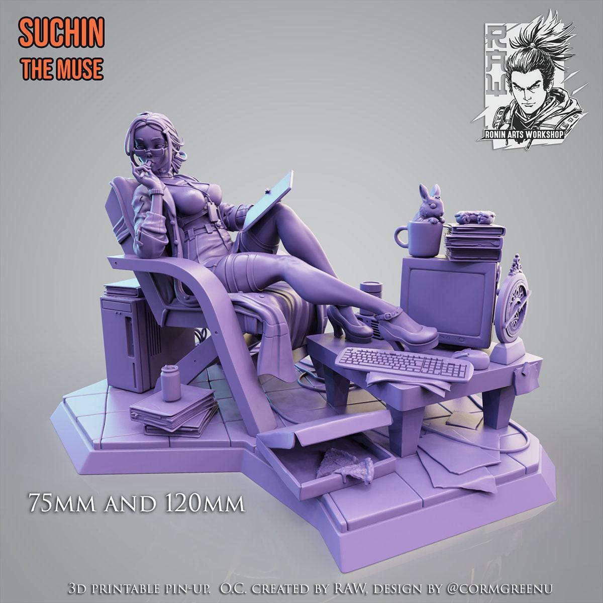 Pinup Suchin NSFW 3D Printed Statue – Mature Sci-Fi Medic Resin Collectible, Made to Order for Adult Collectors & Fans