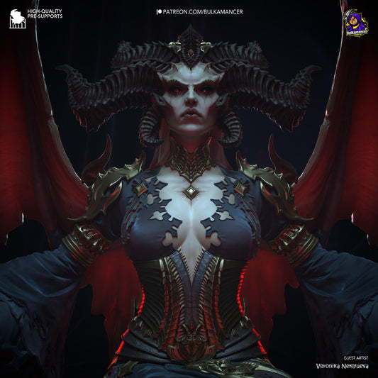 a woman in a corset with horns and wings