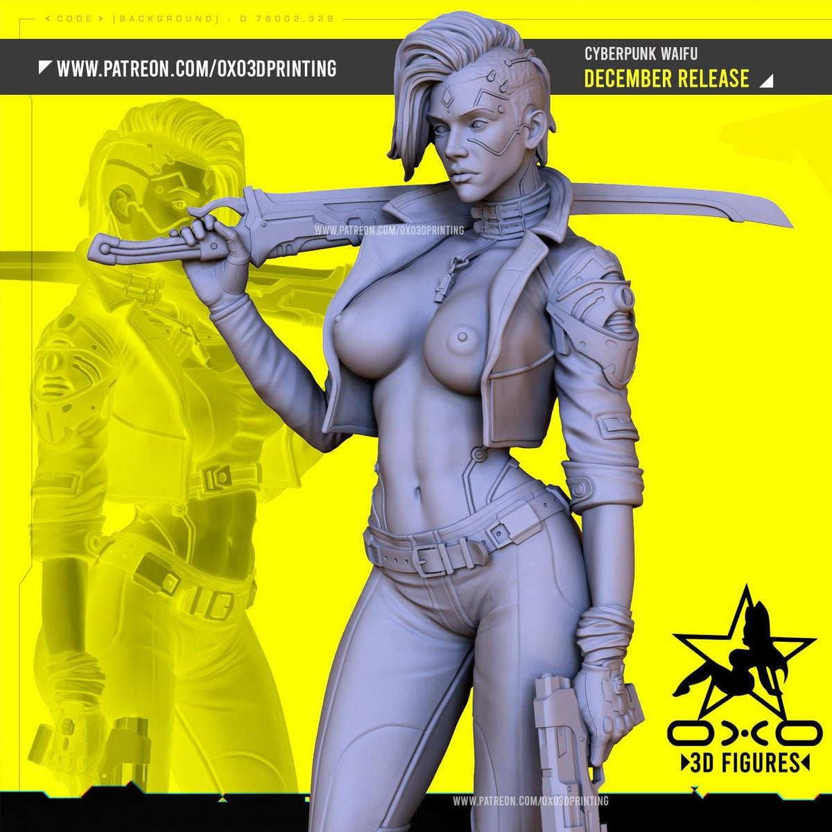 Cyberpunk Waifu NSFW 3D Printed Statue – Mature Sci-Fi Figure Resin Collectible, Made to Order for Adult Collectors