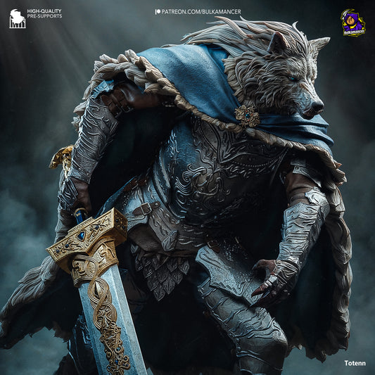 Blaidd the Half-Wolf Elden Ring Statue - High-Detail 3D Printed Collectible Figure, Hand-Painted or Unpainted Version