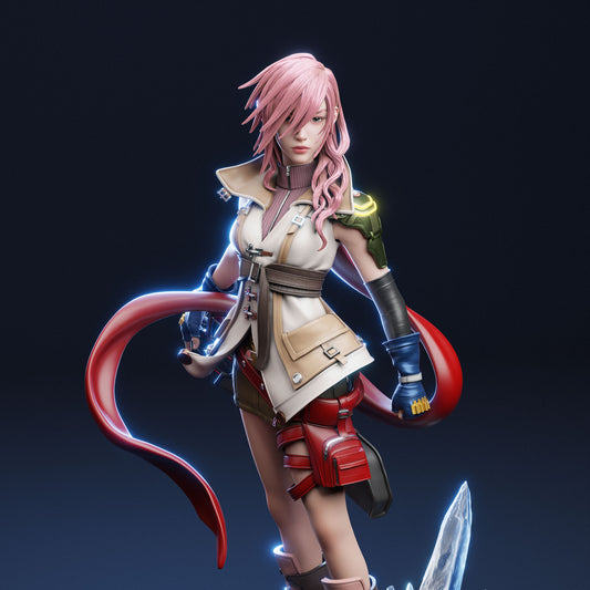 Lightning Final Fantasy Inspired 3D Printed Statue - Hand-Painted Collector's Figure or Unpainted DIY Model Kit