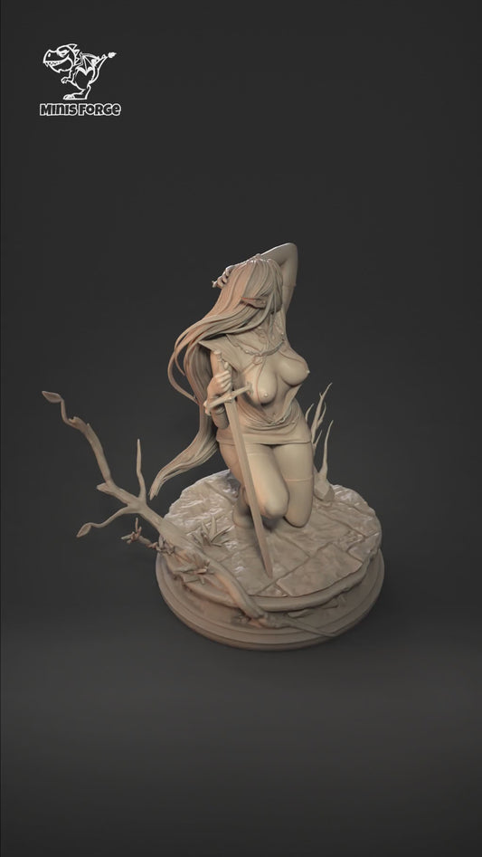 Pirotess 3D Printed Collectible Statue | Record of Lodoss War Dark Elf Figure | Optional NSFW Version