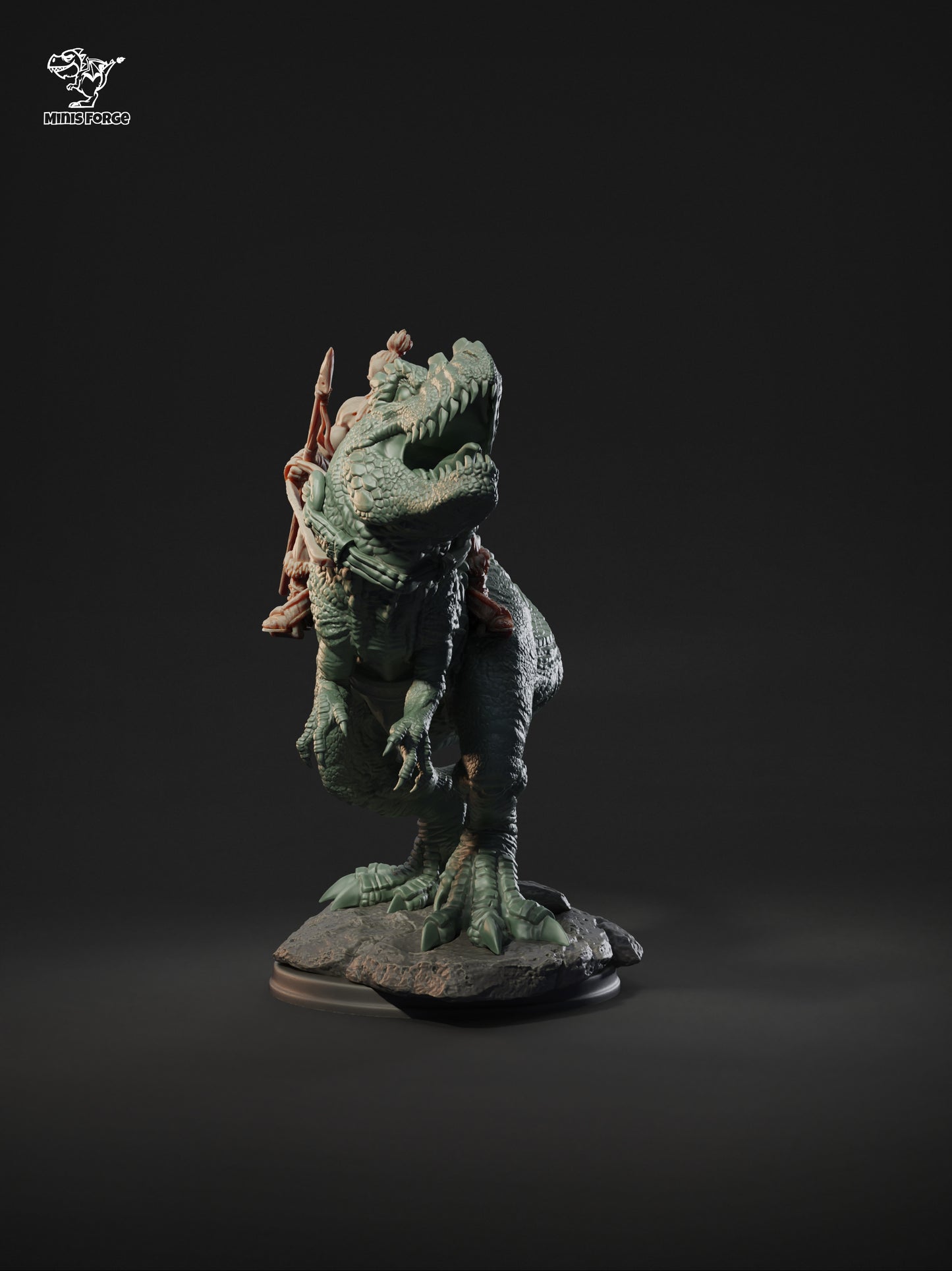 Command Attention: Barbarian Anbass Riding Mighty T-Rex, a Premium D&D Miniature for Tabletop Gaming